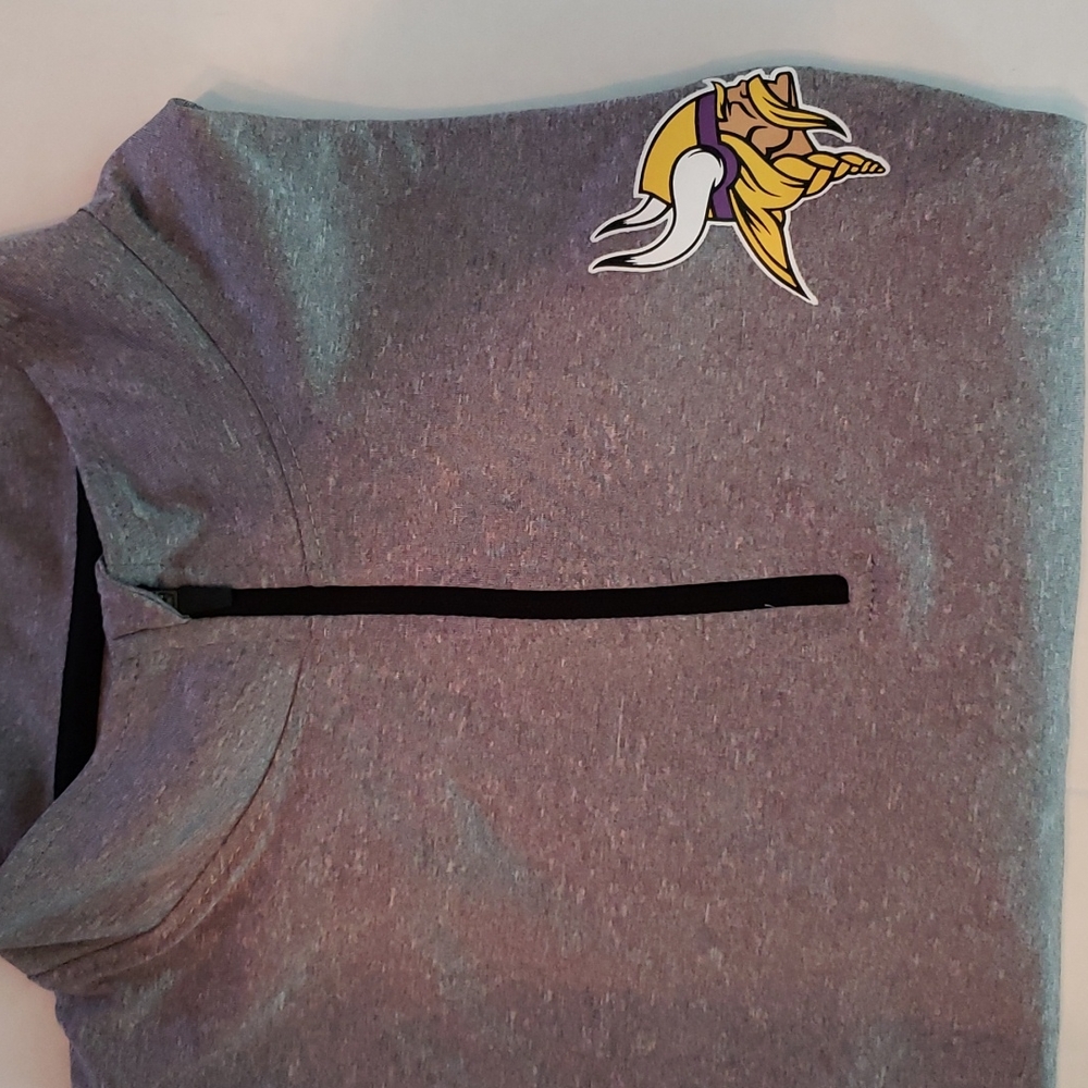 NFL Team Apparel | Men's Gray Minnesota Vikings 1/4 Zip Pull-Over Jacket L